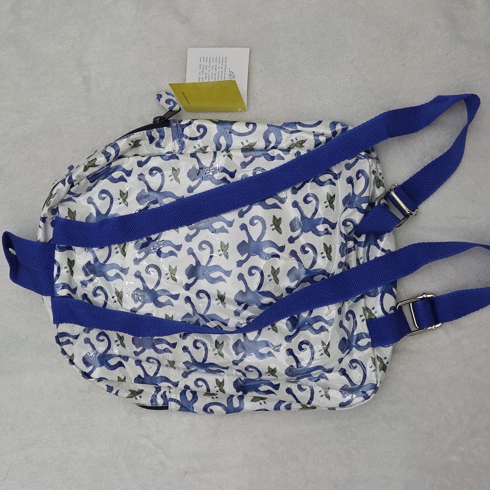 Roller Rabbit Blue Monkey Print White Backpack - Picture 2 of 6